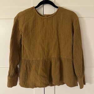 Madewell Textured Mustard Brown Blouse